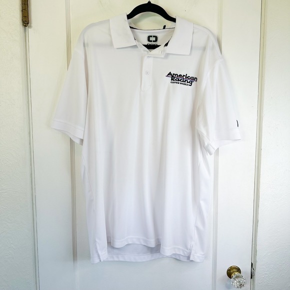 American Rag Other - American Racing | White Collared Polo Short Sleeve Embroidered Shirt